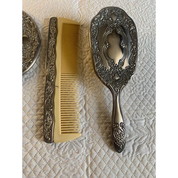 Vintage Vanity Silver Plated Hand mirror brush & comb set - Picture 3 of 16